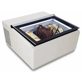 White Countertop Refrigerated Display Case - Static Ventilation - 3 Shelves 5 Liters - Customer Side