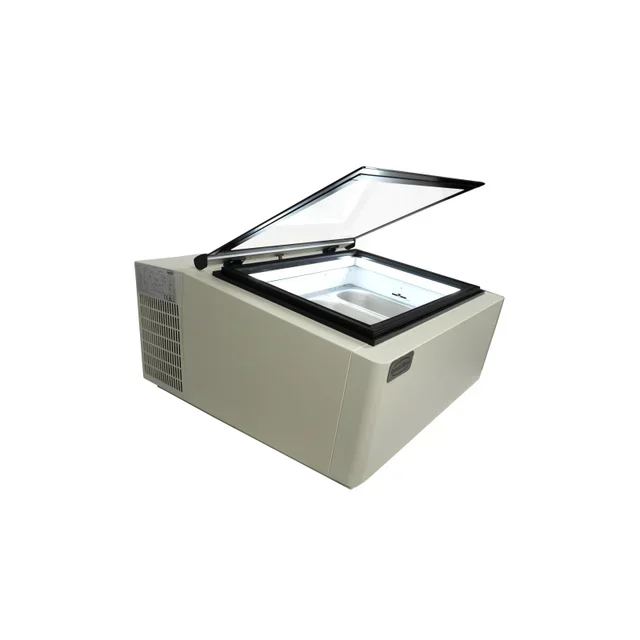 White Countertop Refrigerated Display Case - Static Ventilation - 3 Shelves 5 Liters - Customer Side