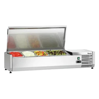 Edelstahl-Kühltheke Saladette - 3 GN 1/3 Behälter und 1 GN 1/2 Behälter