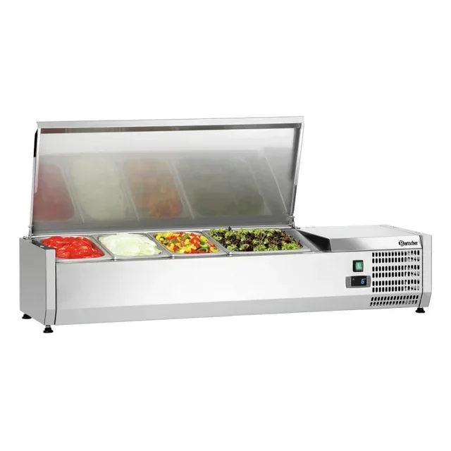 Edelstahl-Kühltheke Saladette - 3 GN 1/3 Behälter und 1 GN 1/2 Behälter