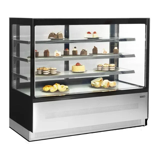 Vitrina Refrigerada de Mostrador de Doble Puerta de Cristal Negra 400 Litros