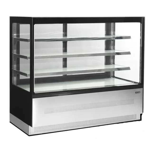 Vitrina Refrigerada de Mostrador de Doble Puerta de Cristal Negra 400 Litros