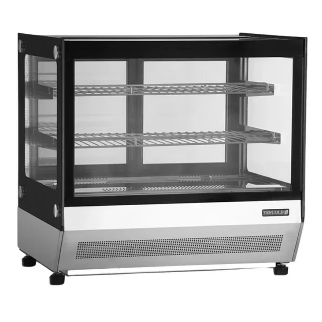 Black Glass Door Counter Top Refrigerated Display Case 2 Doors - 67 L