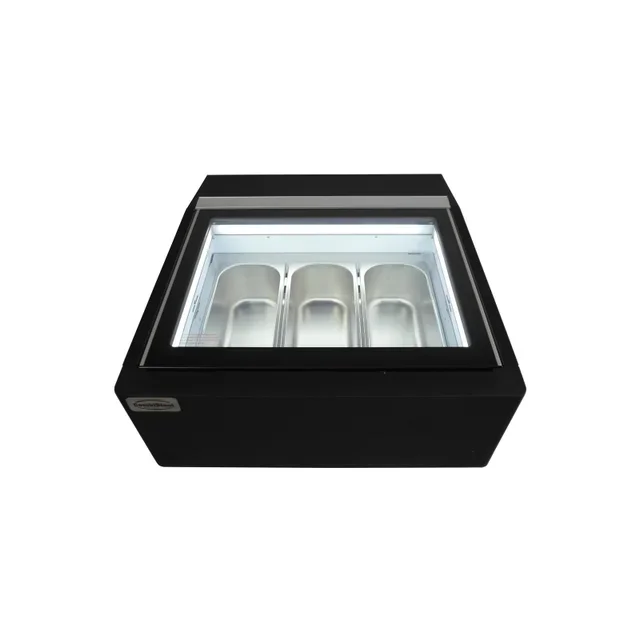 Black Countertop Refrigerated Display Case - 3 Levels x 5 Liters - Static Cooling - Customer Side