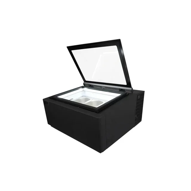 Black Countertop Refrigerated Display Case - 3 Levels x 5 Liters - Static Cooling - Customer Side