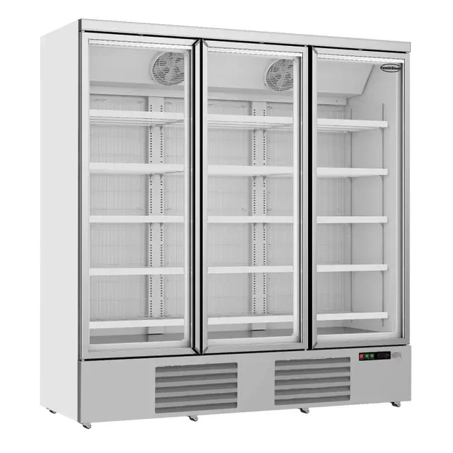 Stainless Steel Negative Temperature Refrigerated Display Case 3 Glass Doors - 1450 Liters