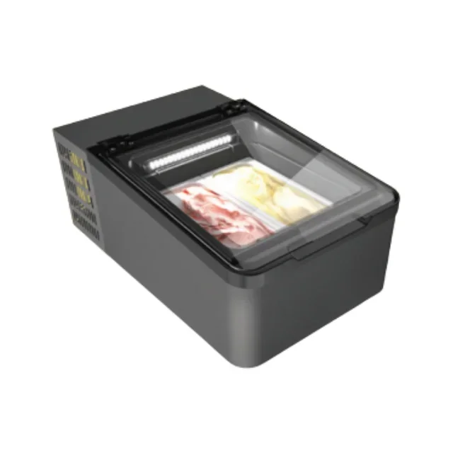 Mini Cream 2V LED Gray Refrigerated Display Case - 2 x 5 Liters