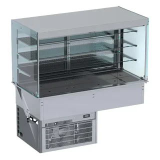 Wall-Mounted Recessed Cubic Refrigerated Display Case with Curtain - Width 1440 mm x Depth 720 mm