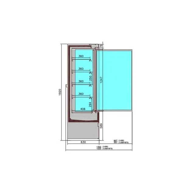 Wall-Mounted Refrigerated Display Case Jamie Double Door - 1.85 m²