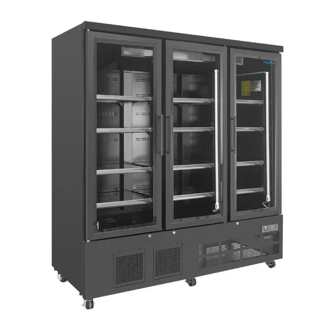 3-Door Refrigerated Display Case 1156 Liters Negative Temperature Black