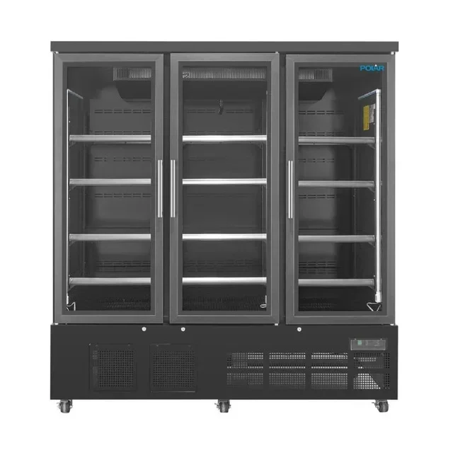3-Door Refrigerated Display Case 1156 Liters Negative Temperature Black