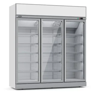 Vetrina Refrigerata Negativa in Acciaio Inox - 3 Porte a Vetro - 1480 L
