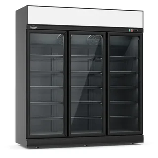 Black Refrigerated Display Case 3 Glass Doors -1480L Negative