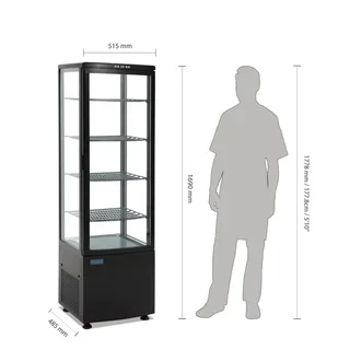 Vitrine Refrigerada Porta Dupla Curva - Capacidade 235 Litros - Acabamento Preto