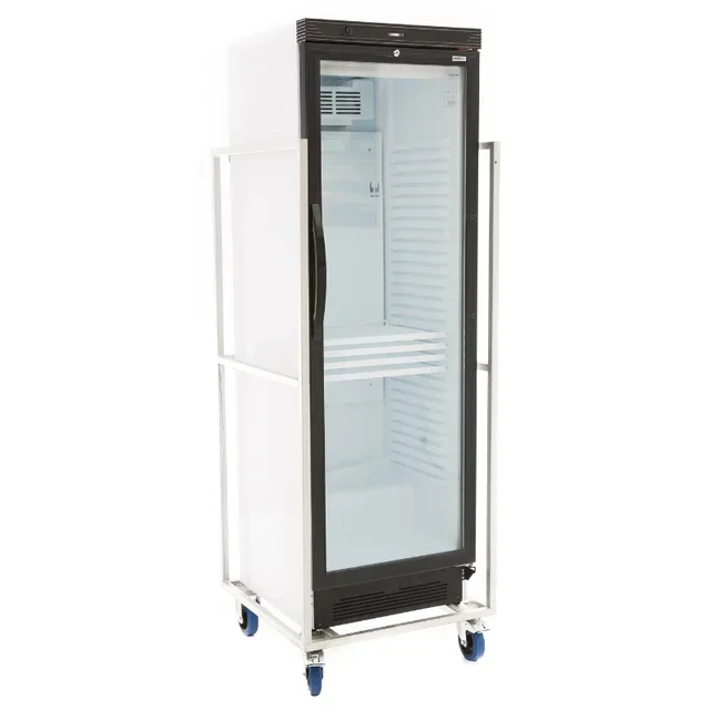 Vitrine Réfrigérée Noire 380 L pour Boissons - Porte Vitrée et Chariot Inclus