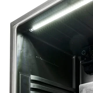 Vitrina Refrigeradora Negra para Bebidas - Puerta de Cristal 380 Litros