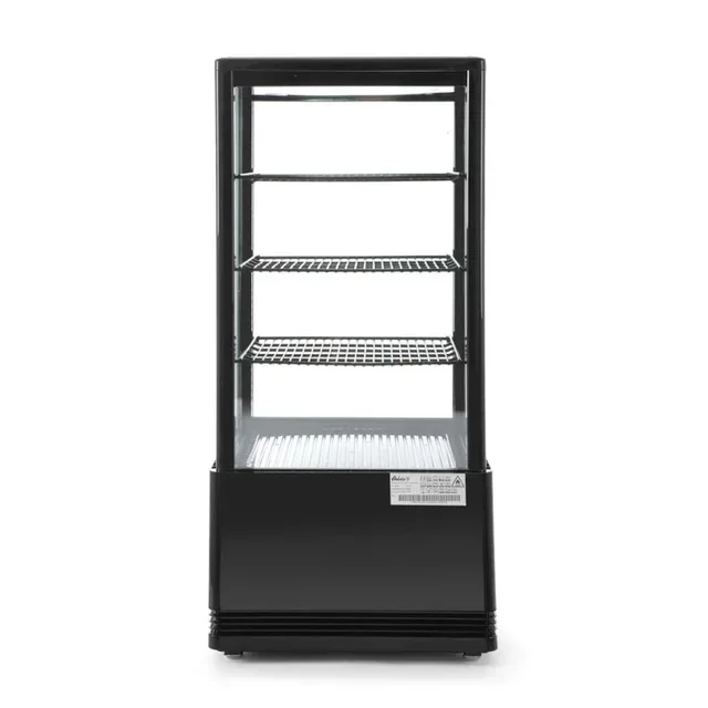 Black Refrigerated Display Case 4 Glass Sides - Capacity 78 Liters
