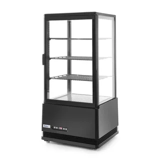 Vitrina Refrigerada Negra 4 Lados de Cristal - Capacidad 78 Litros