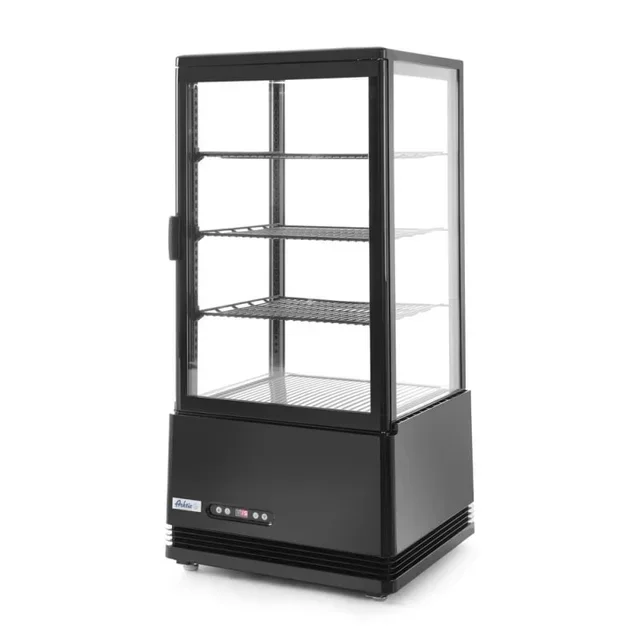 Black Refrigerated Display Case 4 Glass Sides - Capacity 78 Liters