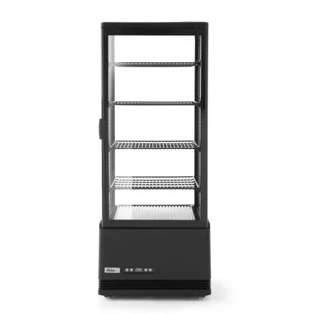 Black Refrigerated Display Case 4 Glass Sides - Capacity 98L
