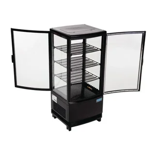 Vitrine Réfrigérée Noire 86 Litres Façade Incurvée Double Porte