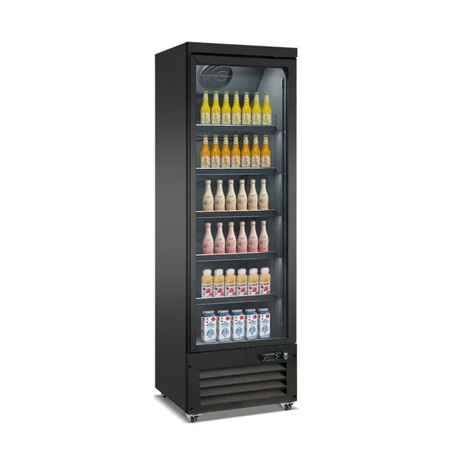Black 2 Glass Door Refrigerated Display Case - 450 Liter Capacity