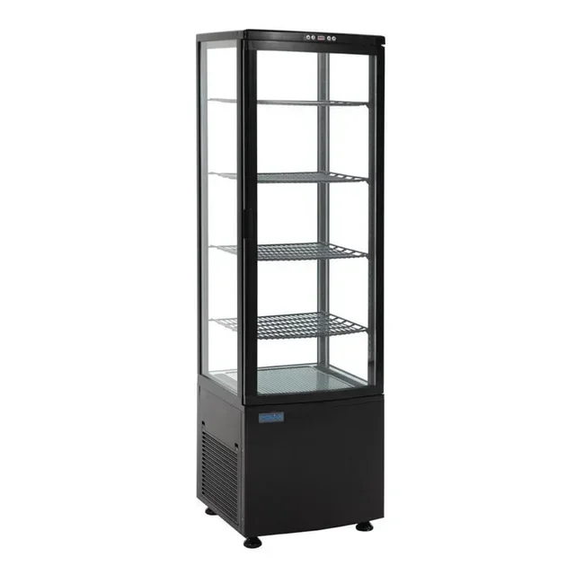 Curved Glass Door Refrigerated Display Case - Series C 235 Liters - Black Finish