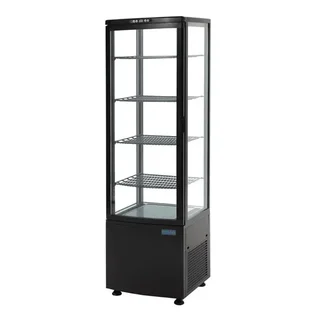 Curved Glass Door Refrigerated Display Case - Series C 235 Liters - Black Finish