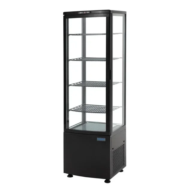 Curved Glass Door Refrigerated Display Case - Series C 235 Liters - Black Finish