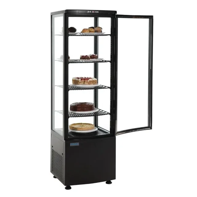 Curved Glass Door Refrigerated Display Case - Series C 235 Liters - Black Finish