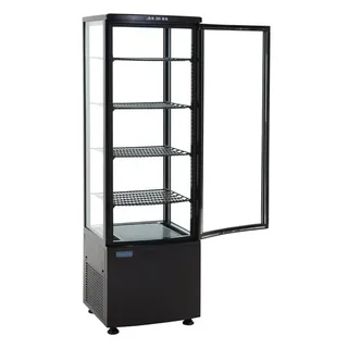 Curved Glass Door Refrigerated Display Case - Series C 235 Liters - Black Finish