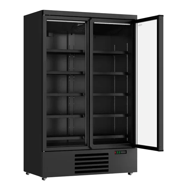 Vitrina Refrigerada de Puerta Doble 1000 Litros - Acabado Negro