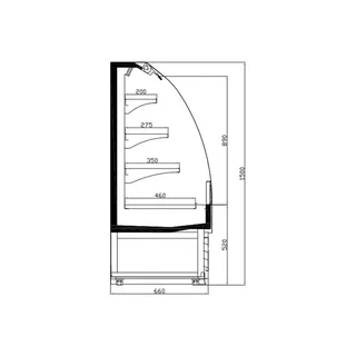 Kühlvitrine mit gebogener Verglasung - 380 Liter Kapazität