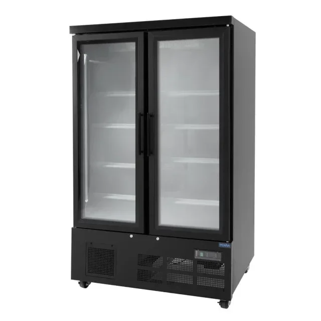 2-Door Refrigerated Display Case 744 Liters Positive Black