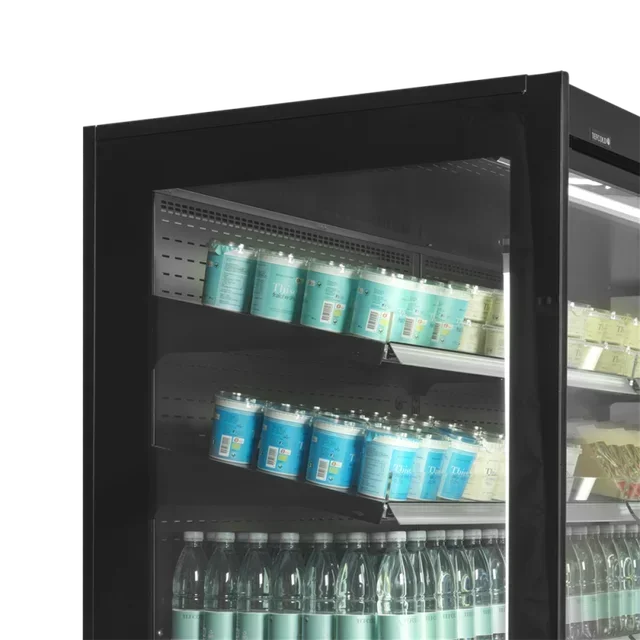Schwarze Doppeltür Kühlvitrine 770L für Supermarkt