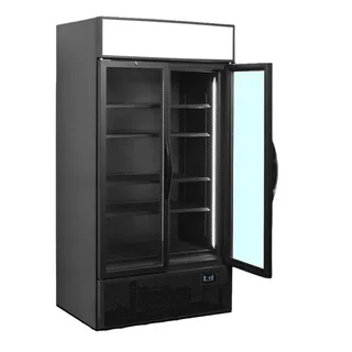 Black 2 Glass Door Positive Refrigerated Display Case 524 Liters