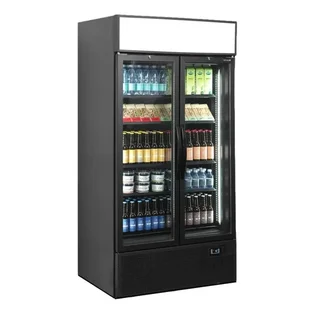 Black 2 Glass Door Positive Refrigerated Display Case 524 Liters