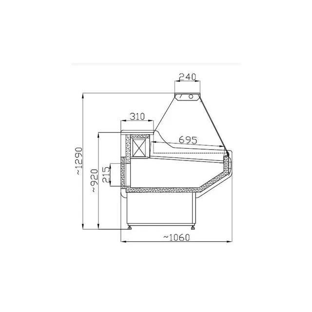 Positive Refrigerated Display Case Owen 1m² - Forced Air Cooling