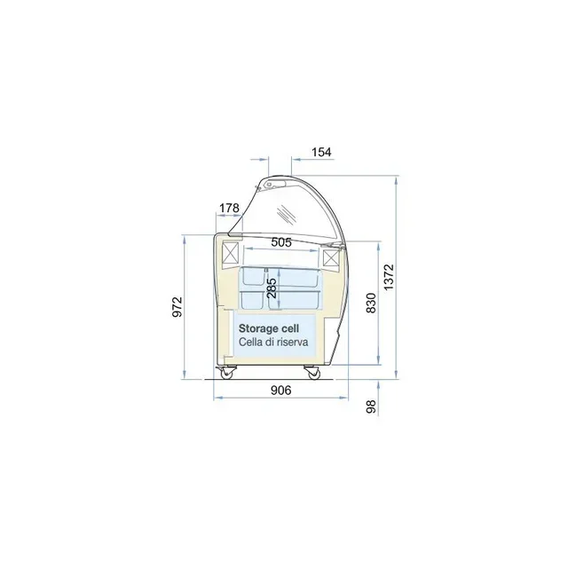 Vitrine Refrigerada 520 Litros - Ventilação Estática - Para Confeitaria e Sorveteria