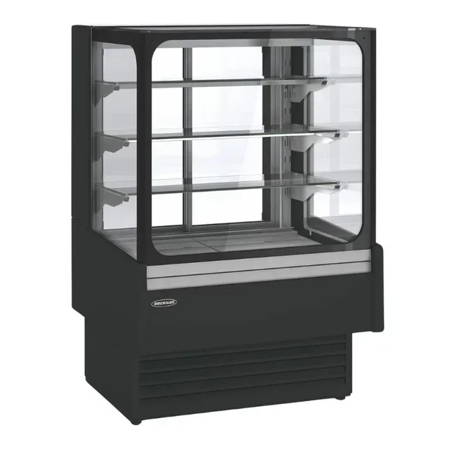 Rear Service Refrigerated Display Case 3 Levels - Black Finish