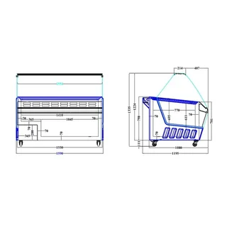 Professionelle Kühlvitrine - Statische Kühlung - 16 Behälter à 5 Liter