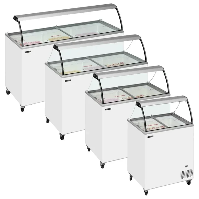 Vitrine Réfrigérée Statique pour Crème Glacée - 4 Bacs de 5 Litres