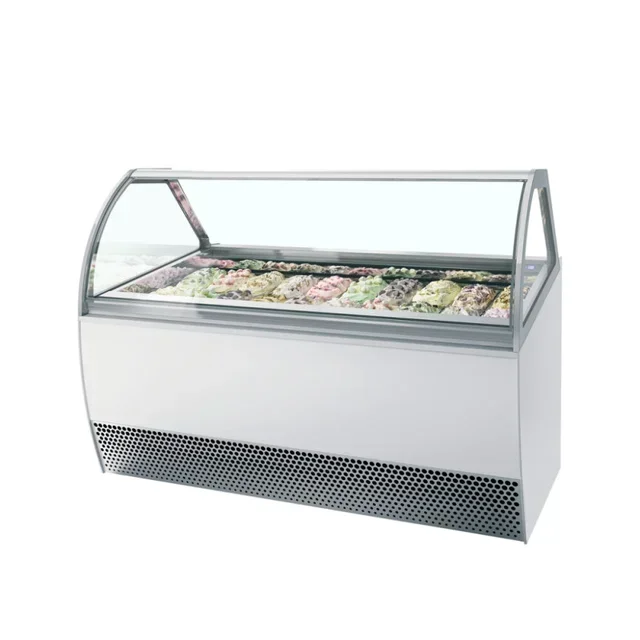 Curved Front Ventilated Refrigerated Display Case - Capacity 20 GN 1/3 Trays (5L)