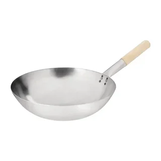 Wok en Acier Carbone - 35,6 cm - Fond Rond Traditionnel