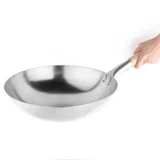 Wok en Acier Carbone - 35,6 cm - Fond Rond Traditionnel