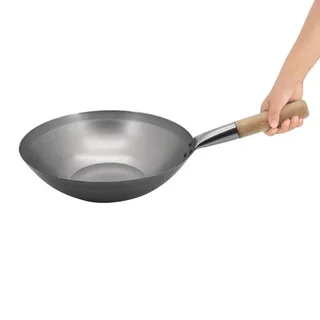 Mild Steel Wok 33 cm - Professional Sauté Pan Induction
