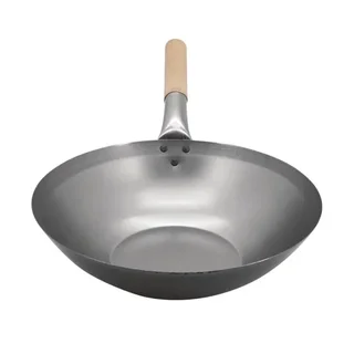 Mild Steel Wok 33 cm - Professional Sauté Pan Induction