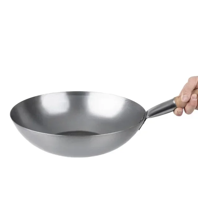 Wok aus Kohlenstoffstahl 35,6 cm - Professionelle asiatische Pfanne