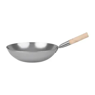 Wok aus Kohlenstoffstahl 35,6 cm - Professionelle asiatische Pfanne
